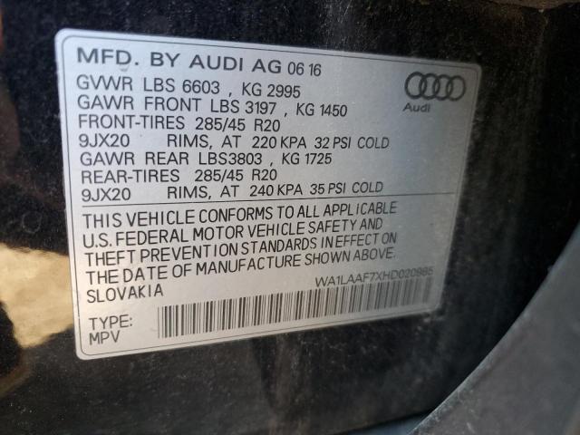 2017 AUDI Q7 PREMIUM WA1LAAF7XHD020985