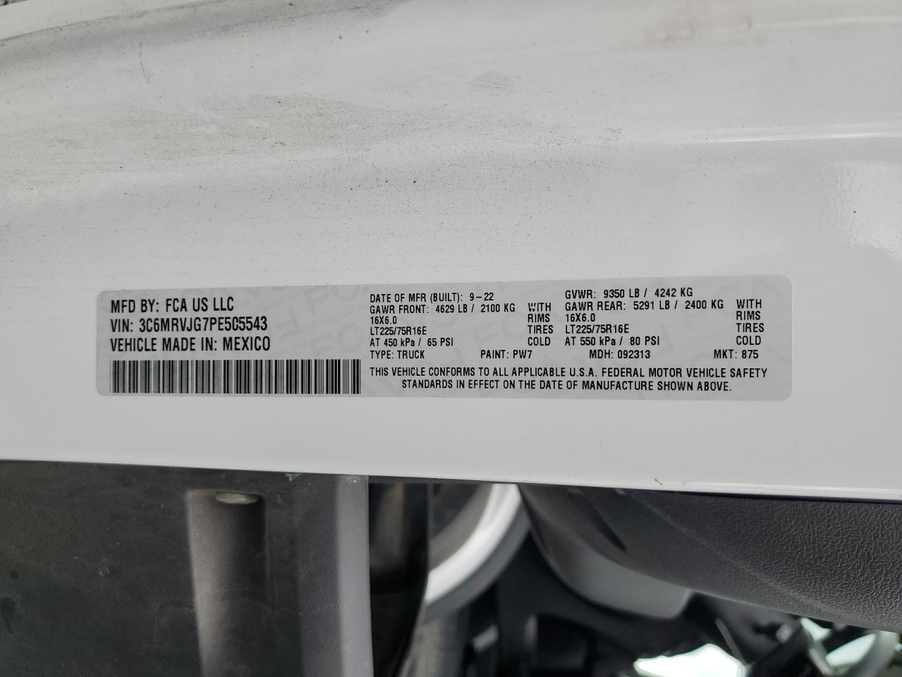 Lot #3320313945 2023 RAM PROMASTER