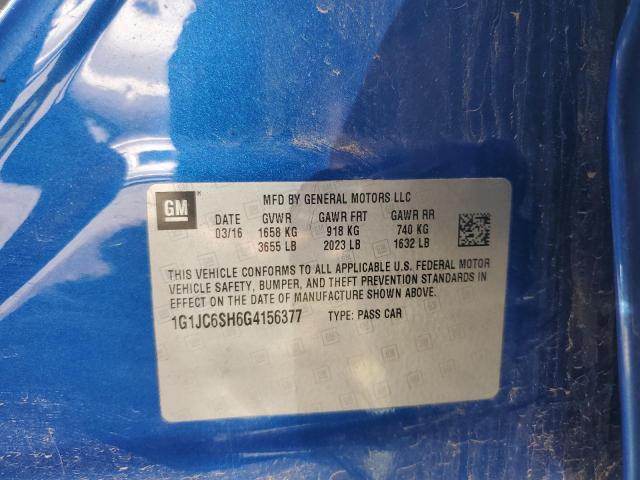 2016 CHEVROLET SONIC LT 1G1JC6SH6G4156377