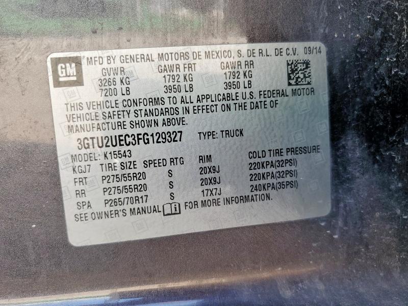 2015 GMC SIERRA K15 3GTU2UEC3FG129327
