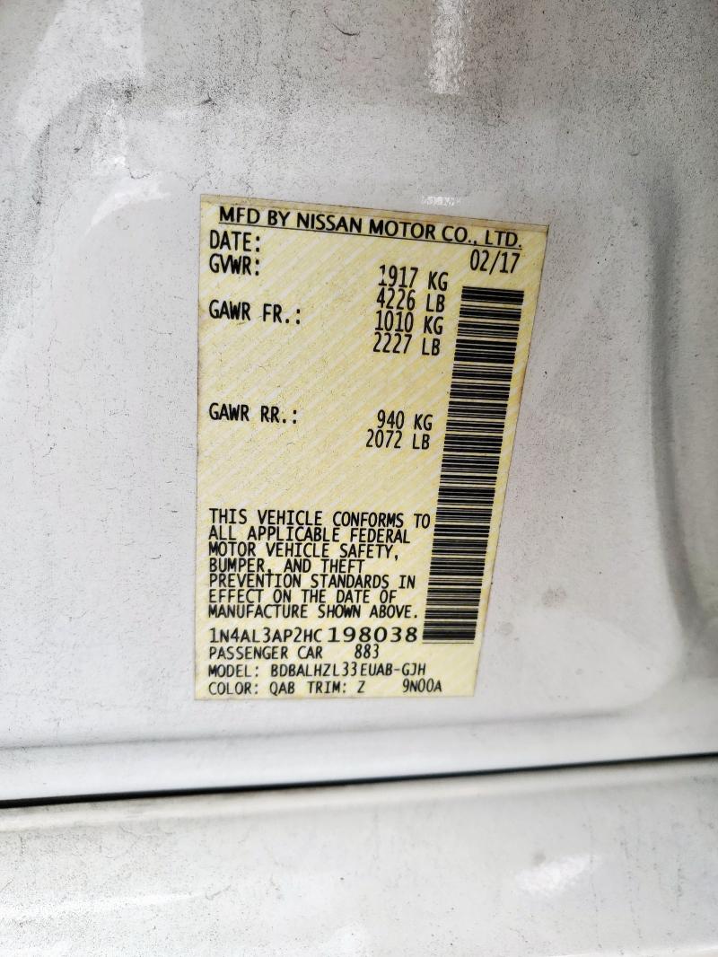 2017 NISSAN ALTIMA 2.5 1N4AL3AP2HC198038