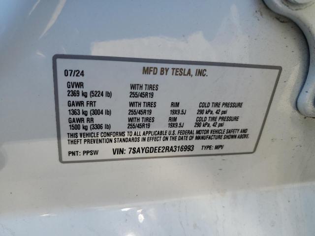 2024 TESLA MODEL Y 7SAYGDEE2RA316993