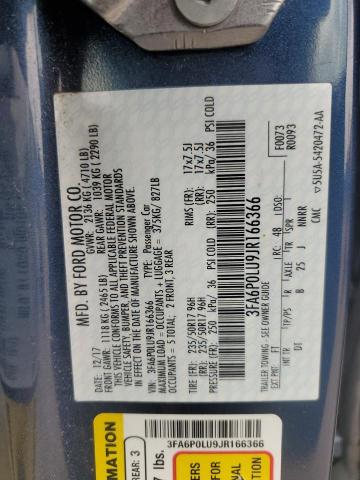 2018 FORD FUSION SE HYBRID 3FA6P0LU9JR166366