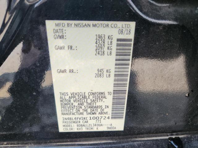 2019 NISSAN ALTIMA PLA 1N4BL4FV1KC100724