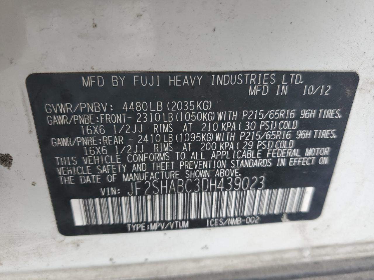 Lot #3275487716 2013 SUBA FORESTER 2.5X