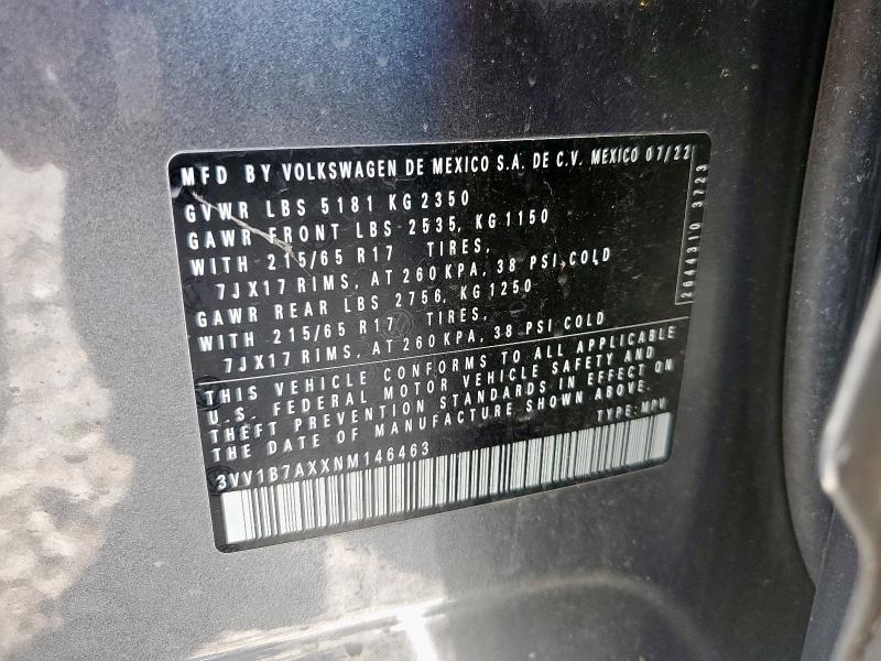 2022 VOLKSWAGEN TIGUAN S 3VV1B7AXXNM146463