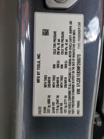 2022 TESLA MODEL 3 5YJ3E1EB3NF266670