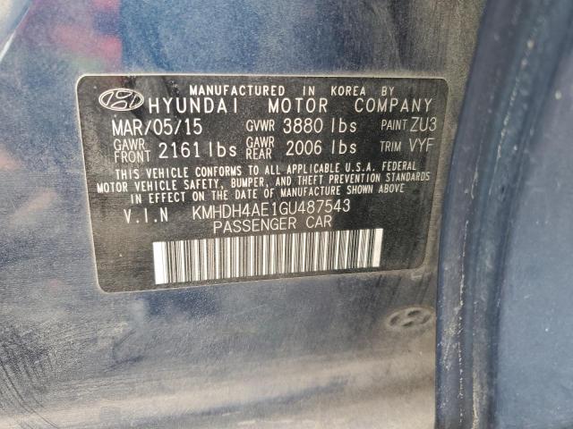 2016 HYUNDAI ELANTRA SE KMHDH4AE1GU487543