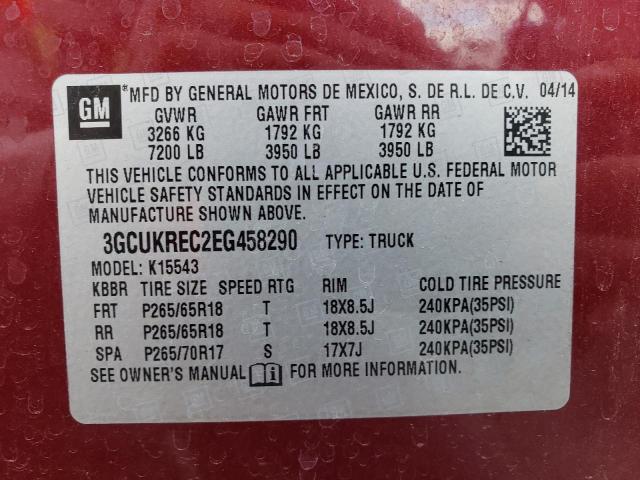 2014 CHEVROLET SILVERADO - 3GCUKREC2EG458290