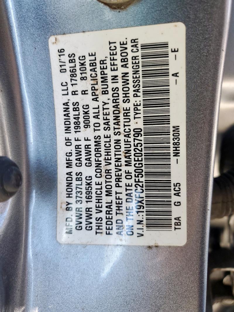 2016 HONDA CIVIC LX 19XFC2F50GE025790