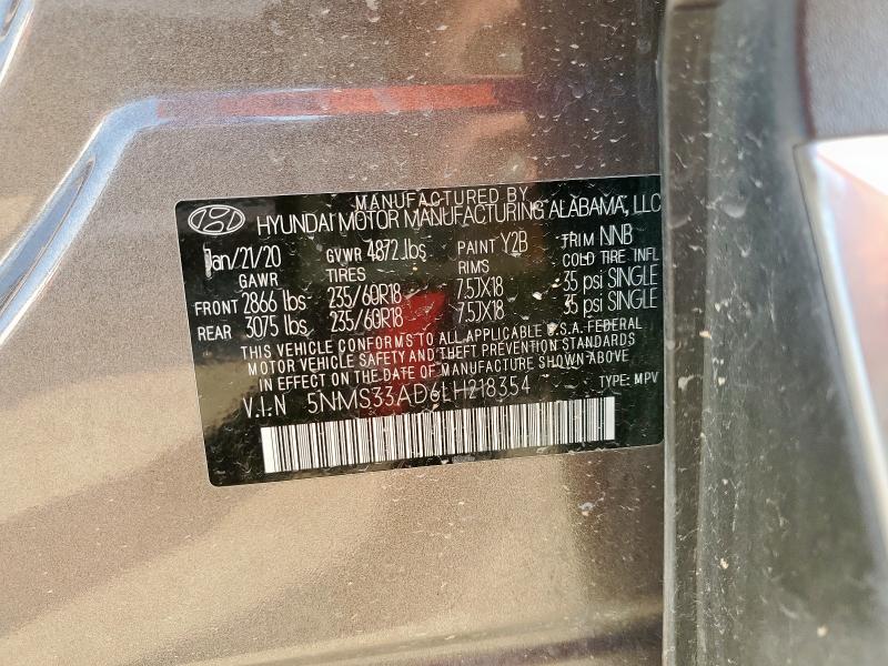 2020 HYUNDAI SANTA FE S - 5NMS33AD6LH218354