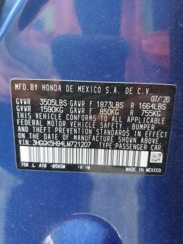 2020 HONDA FIT EXL 3HGGK5H94LM721207