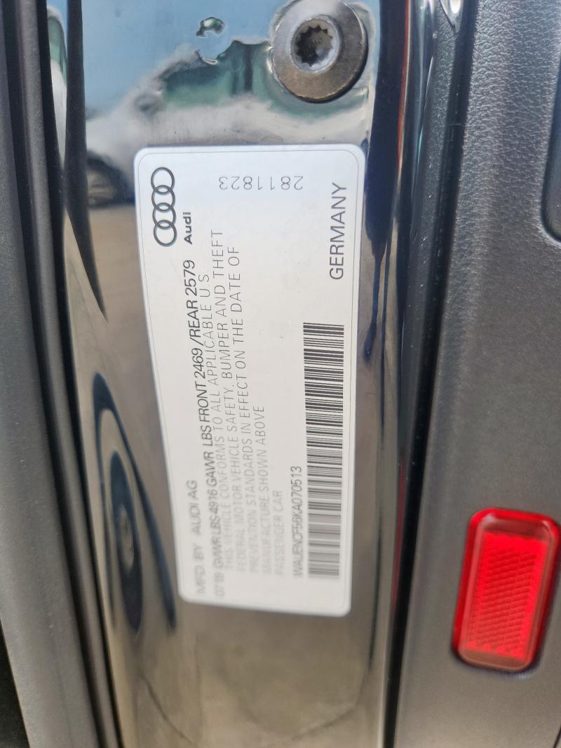 2019 AUDI A5 PREMIUM WAUENCF56KA070513