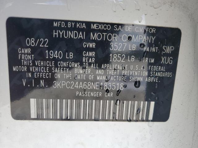 2022 HYUNDAI ACCENT SE 3KPC24A68NE183518