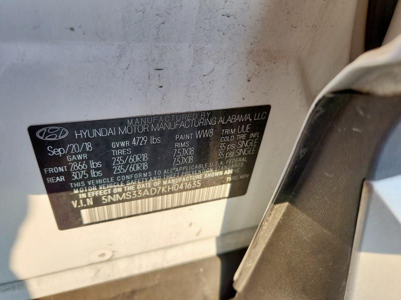 2019 HYUNDAI SANTA FE 5NMS33AD7KH041635