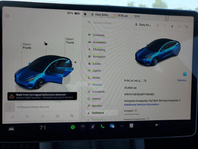 2023 TESLA MODEL 3 5YJ3E1EA2PF700362