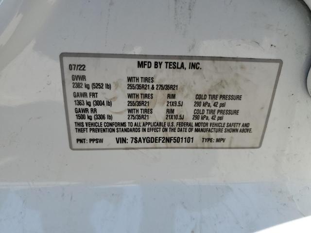 2022 TESLA MODEL Y - 7SAYGDEF2NF501101