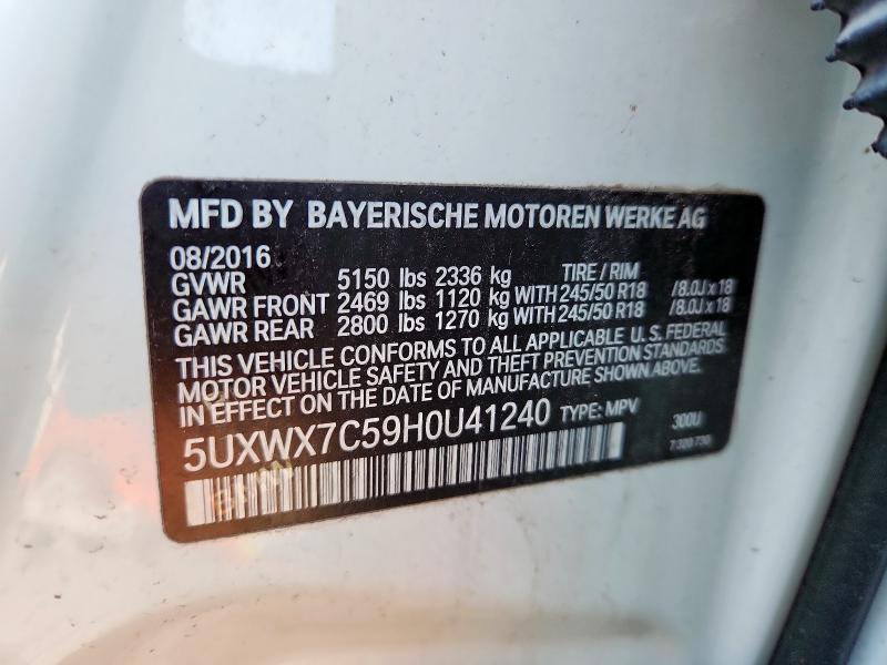 2017 BMW X3 XDRIVE3 5UXWX7C59H0U41240