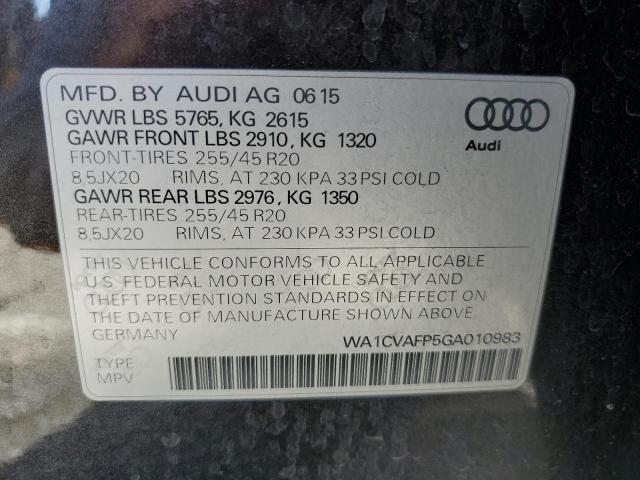 2016 AUDI Q5 TDI PRE WA1CVAFP5GA010983