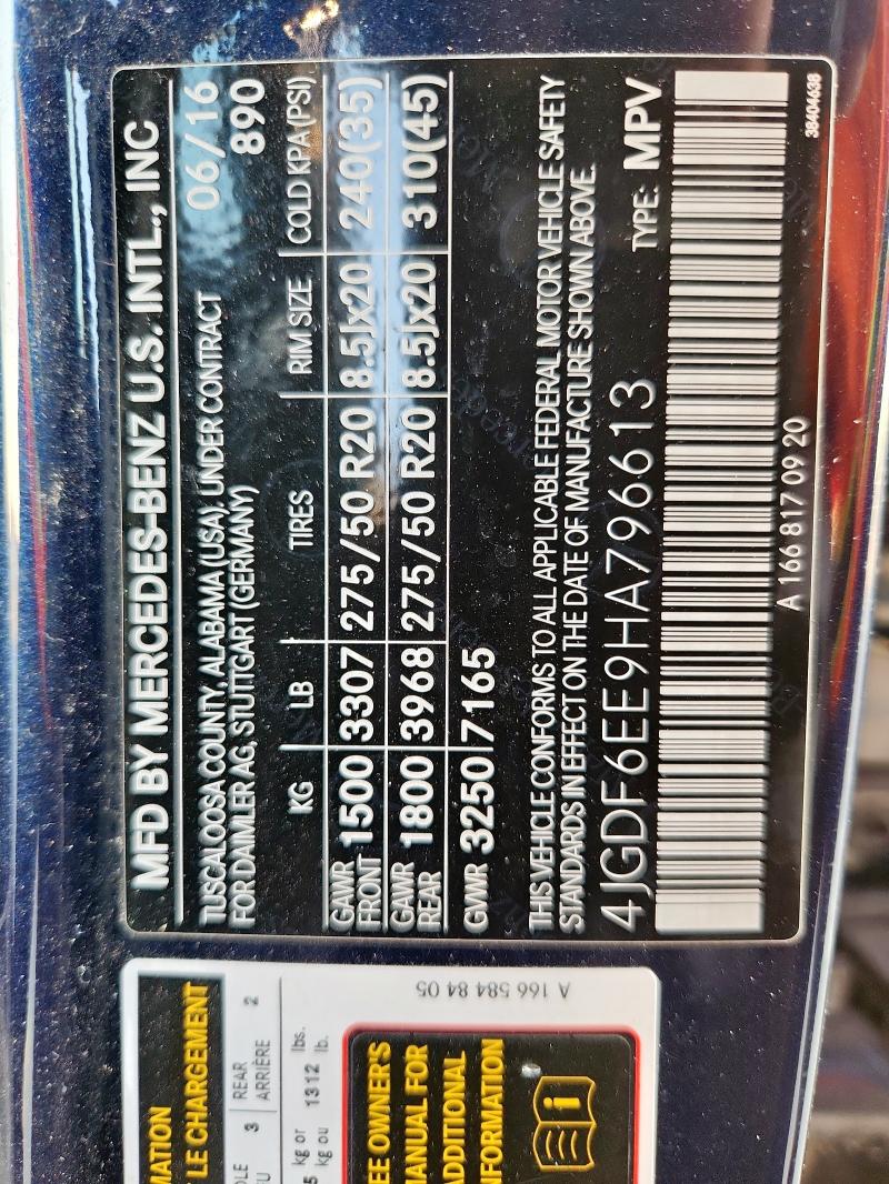 2017 MERCEDES-BENZ GLS 450 4M 4JGDF6EE9HA796613