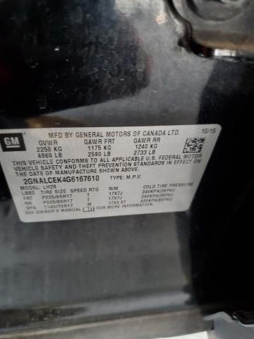 2016 CHEVROLET EQUINOX LT 2GNALCEK4G6167610
