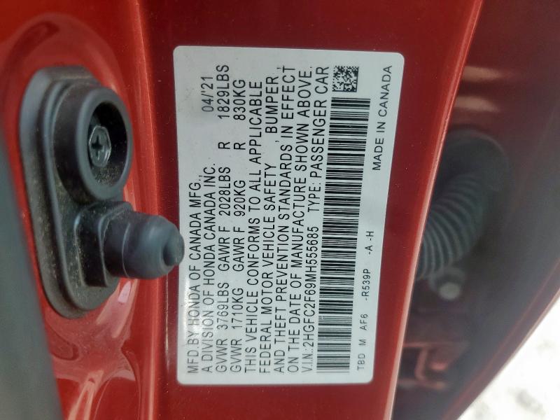 2021 HONDA CIVIC LX - 2HGFC2F69MH555685