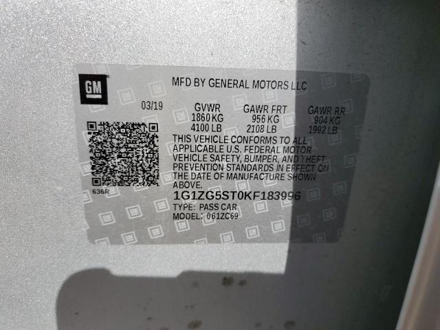 2019 CHEVROLET MALIBU RS 1G1ZG5ST0KF183996