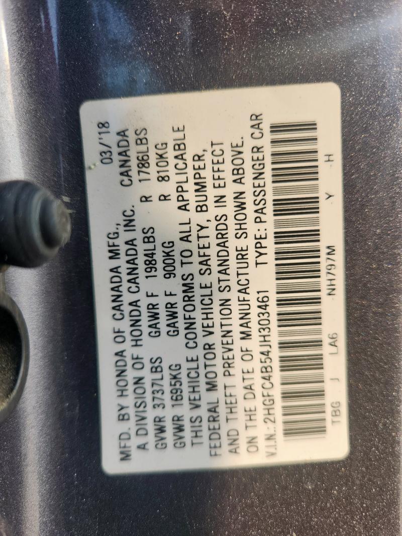 2018 HONDA CIVIC LX 2HGFC4B54JH303461