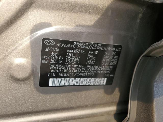2017 HYUNDAI SANTA FE S 5NMZU3LB2HH003035