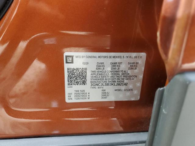 2019 CHEVROLET TRAX 1LT 3GNCJLSB3KL282142