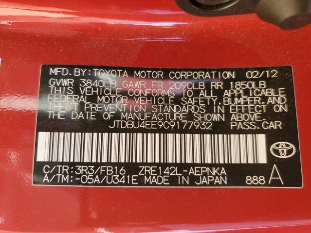 2012 TOYOTA COROLLA BA #3293559479