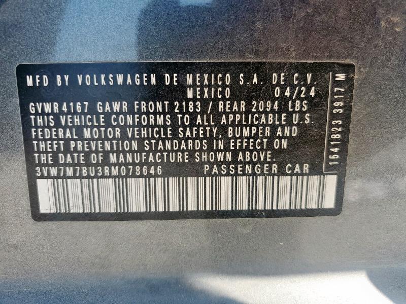 2024 VOLKSWAGEN JETTA SE - 3VW7M7BU3RM078646