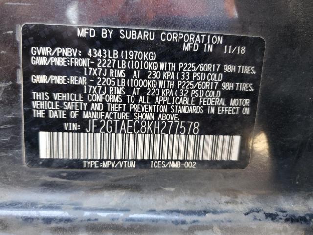 2019 SUBARU CROSSTREK - JF2GTAEC8KH277578