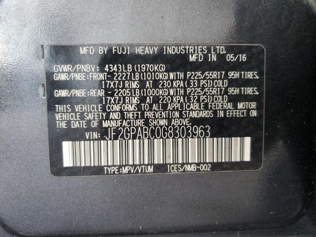 2016 SUBARU CROSSTREK JF2GPABC0G8303963