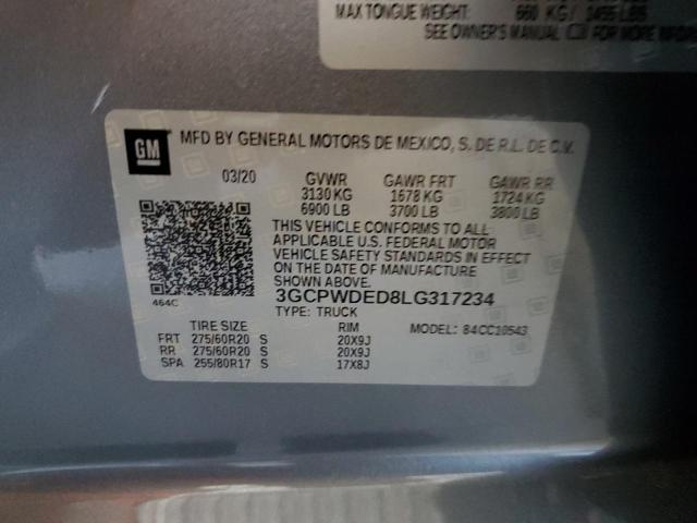 2020 CHEVROLET SILVERADO - 3GCPWDED8LG317234