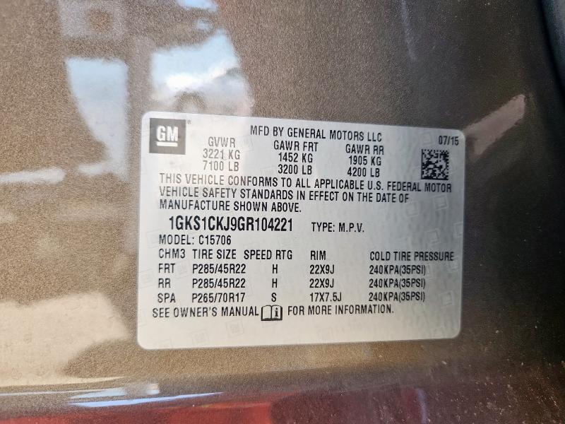 2016 GMC YUKON DENA - 1GKS1CKJ9GR104221