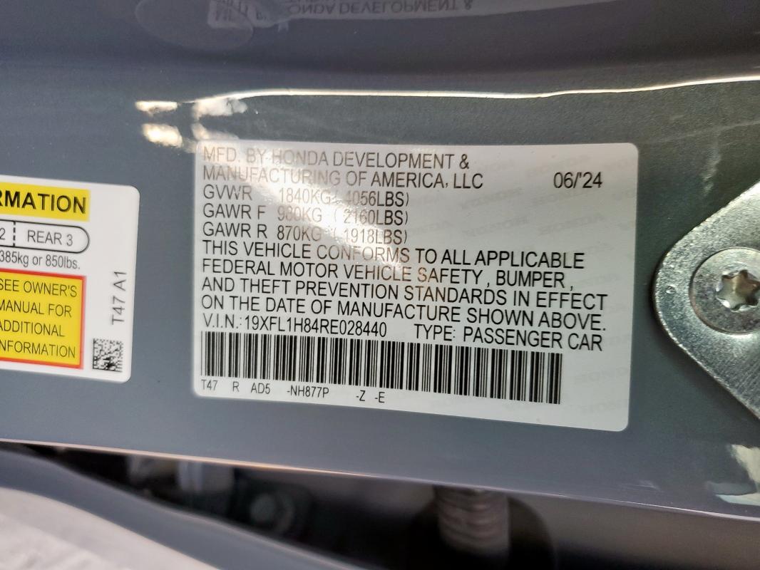 2024 HONDA CIVIC SPORT TOURING 19XFL1H84RE028440