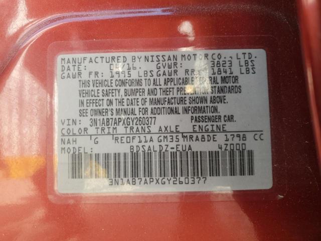 2016 NISSAN SENTRA S - 3N1AB7APXGY260377