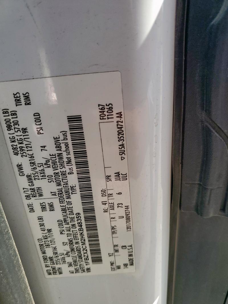 2017 FORD TRANSIT T- - 1FBZX2CM2HKB48359