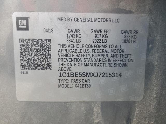 2018 CHEVROLET CRUZE LT 1G1BE5SMXJ7215314