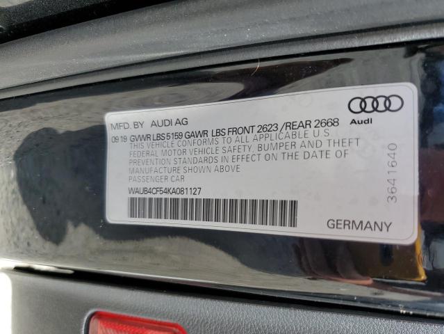 2019 AUDI S5 PREMIUM WAUB4CF54KA081127
