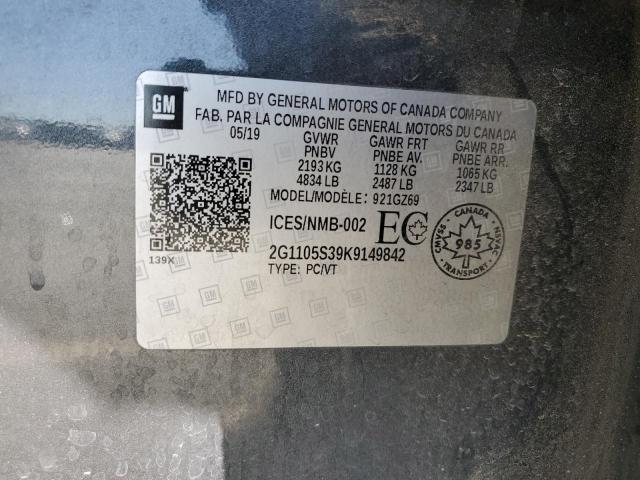 2019 CHEVROLET IMPALA PRE 2G1105S39K9149842