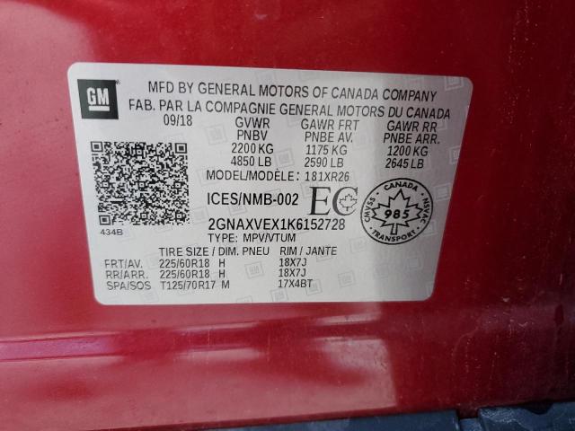 2019 CHEVROLET EQUINOX LT 2GNAXVEX1K6152728