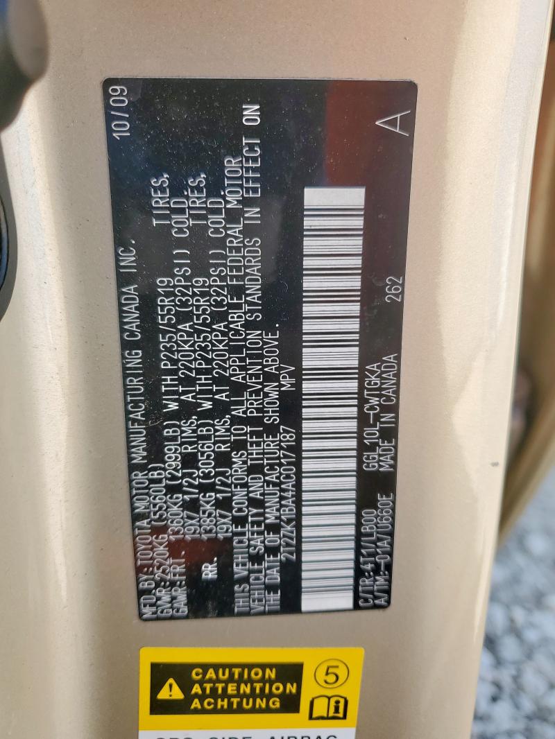 2010 LEXUS RX 350 - 2T2ZK1BA4AC017187