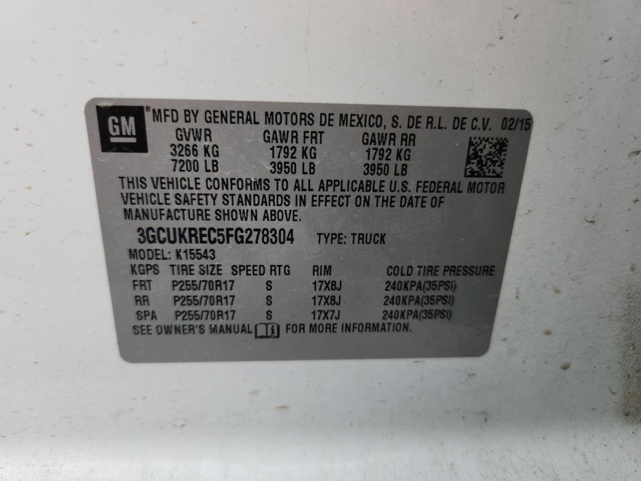 Lot #3291301457 2015 CHEVROLET SILVERADO K1500 LT