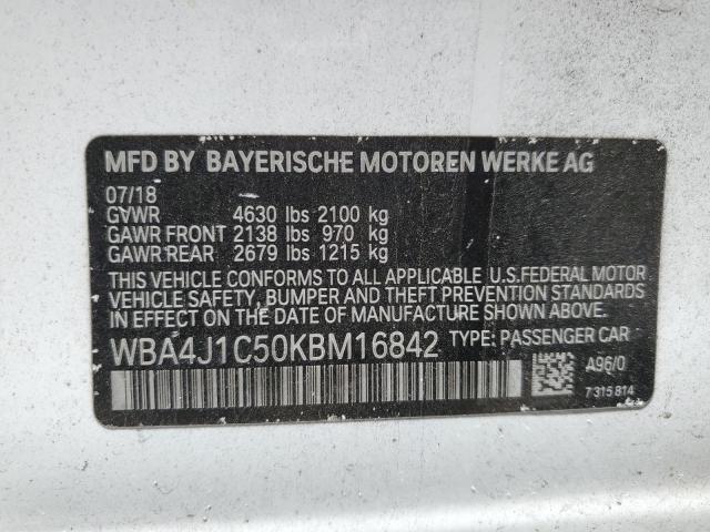 2019 BMW 430I GRAN WBA4J1C50KBM16842