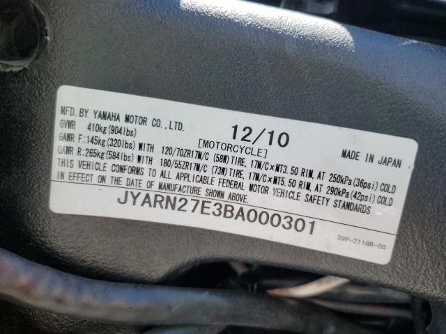 2011 YAMAHA FZ8 N JYARN27E3BA000301