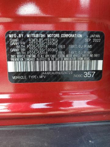 2022 MITSUBISHI OUTLANDER - JA4ARUAU8NU024723