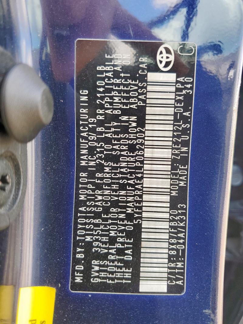 2020 TOYOTA COROLLA LE - 5YFEPRAE4LP062902