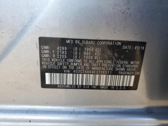 2019 SUBARU IMPREZA 4S3GTAA64K3726511